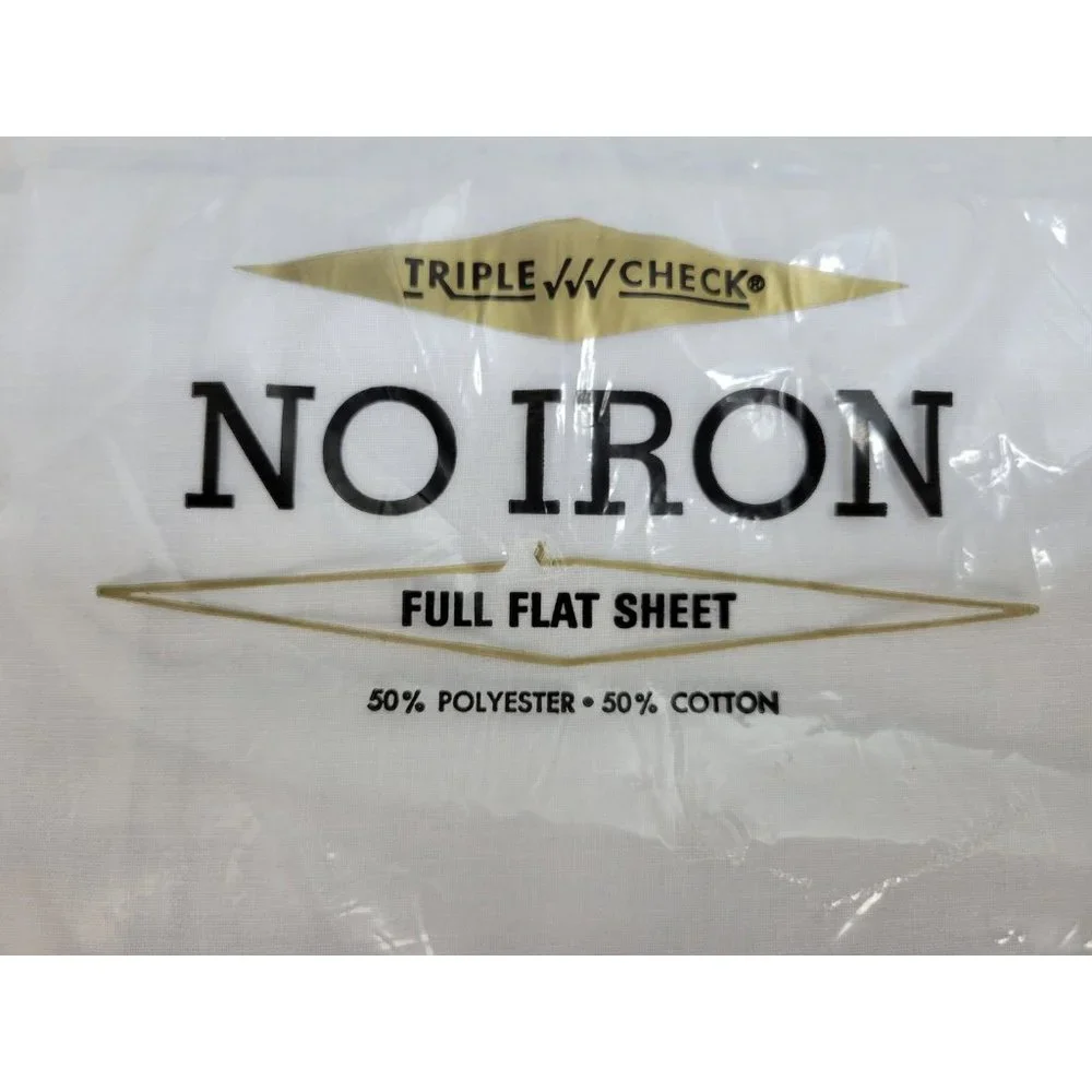 2‎ Vintage NIP Murphy's White Full Flat Sheets 50/50 Cotton Polyester
